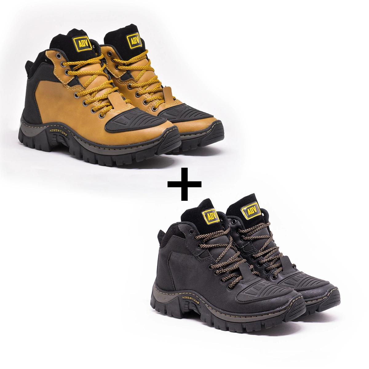 Kit 2 Botas Masculinas ADV Cano Médio para Aventura e Trabalho
