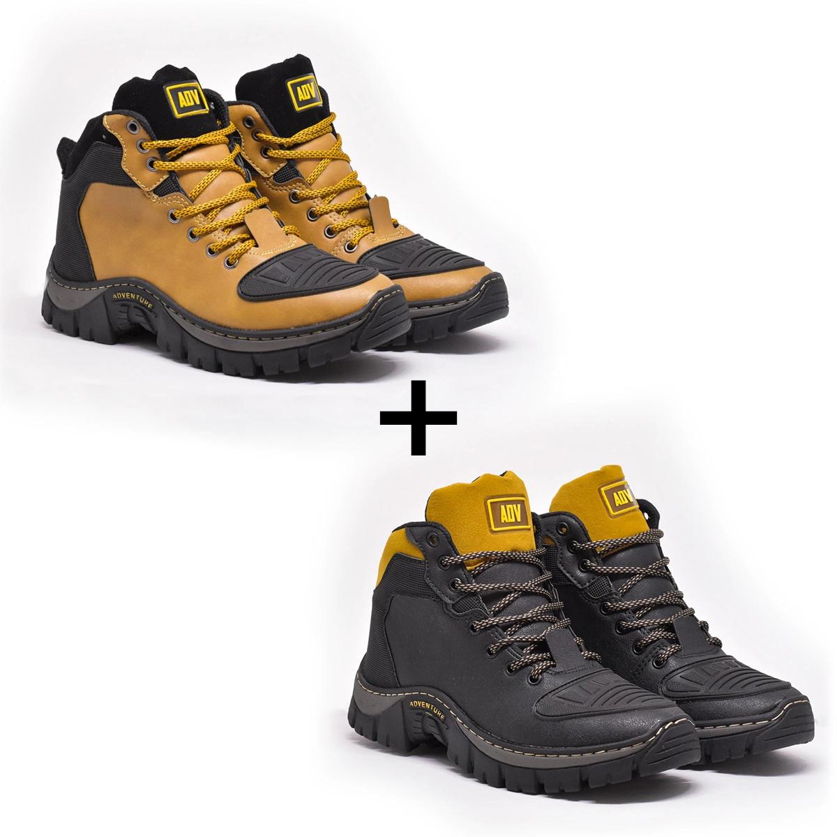 Kit 2 Botas Masculinas ADV Cano Médio para Aventura e Trabalho