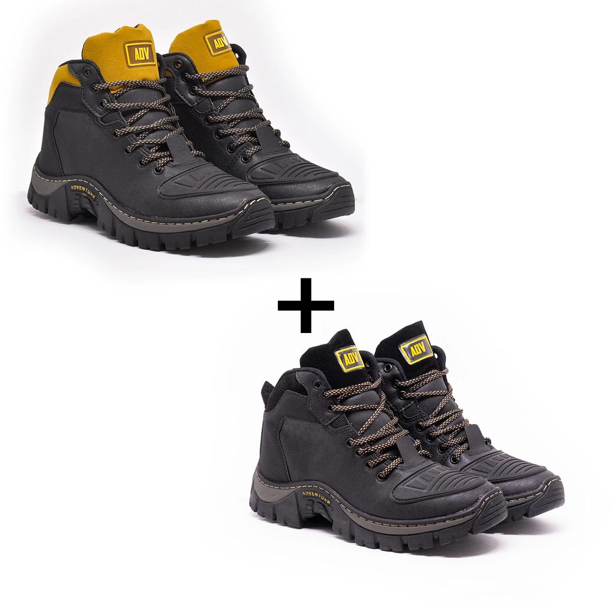 Kit 2 Botas Masculinas ADV Cano Médio para Aventura e Trabalho