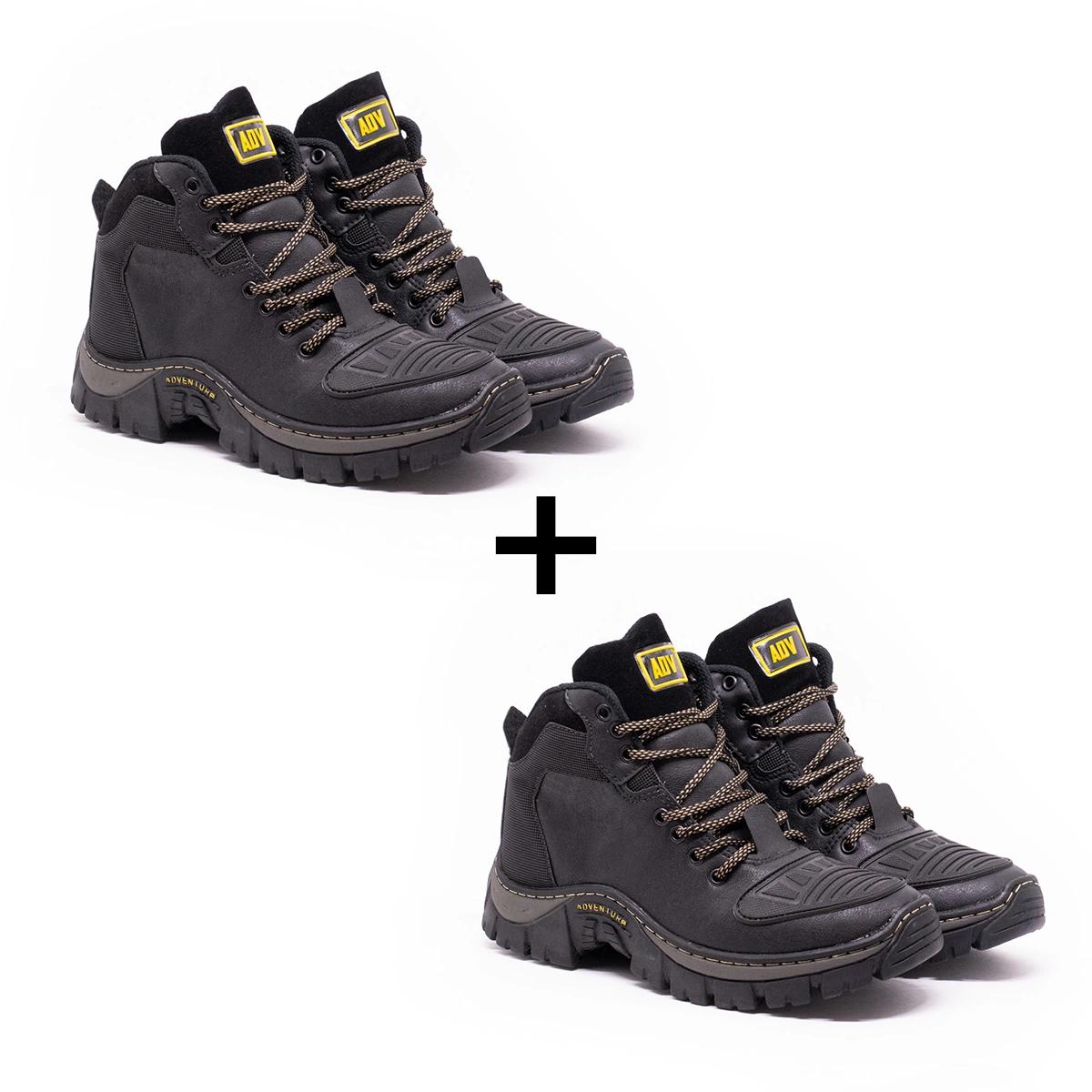 Kit 2 Botas Masculinas ADV Cano Médio para Aventura e Trabalho