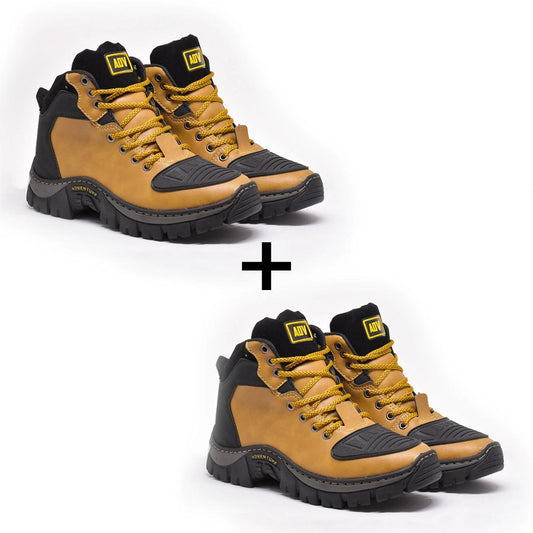 Kit 2 Botas Masculinas ADV Cano Médio para Aventura e Trabalho