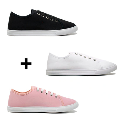 Kit 3 Tênis Feminino Casual Classic Comfort e Estilo